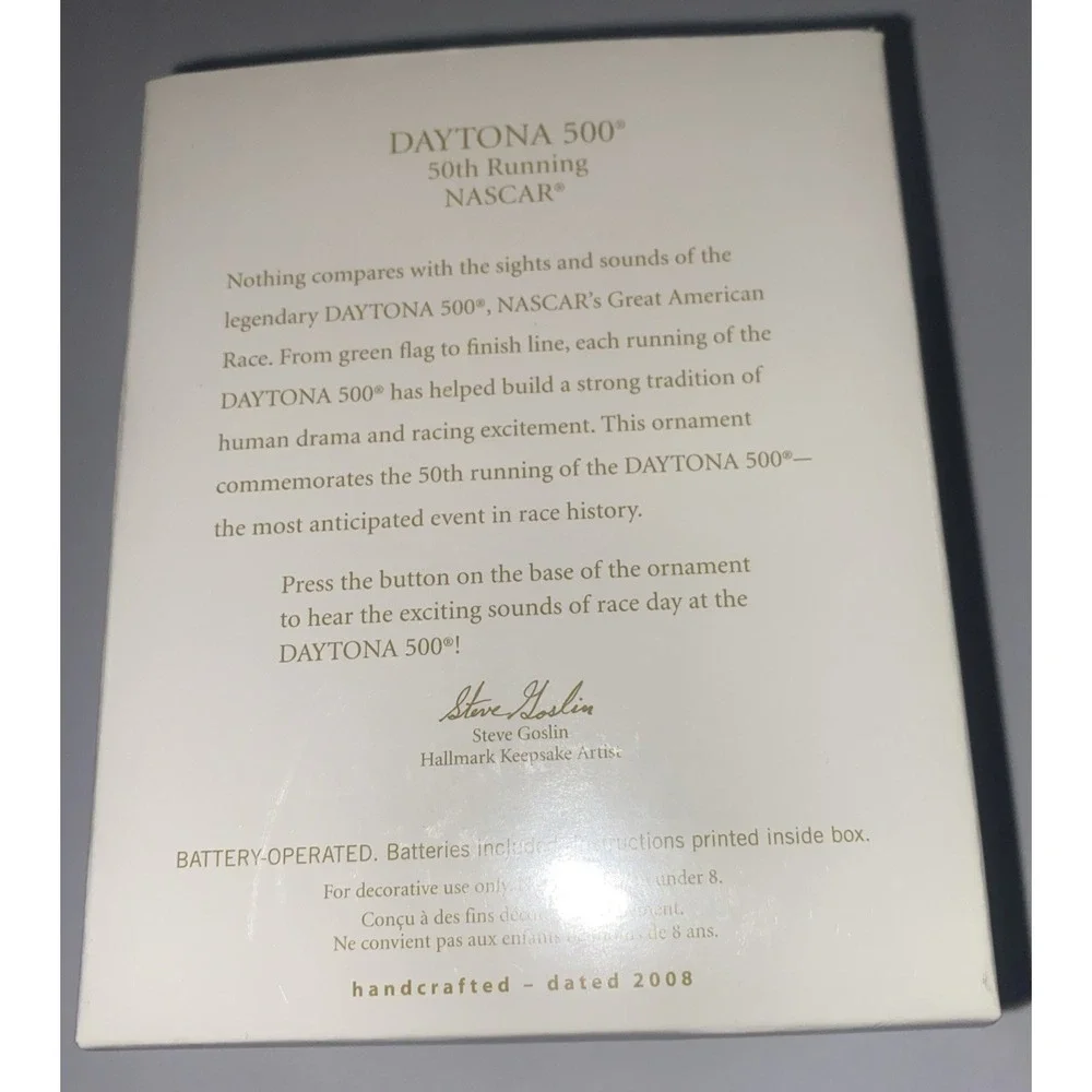 NIB 2008 Nascar Daytona 500 50th‎ Running Hallmark Keepsake Christmas Ornament
